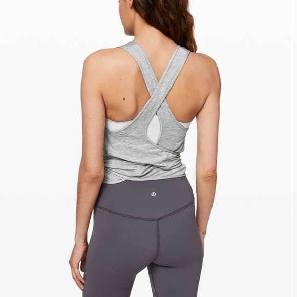 Lululemon Turn To Tie Tank Top Gray Size 6 Scoop Neck Cropped Modal Cotton - Picture 1 of 12